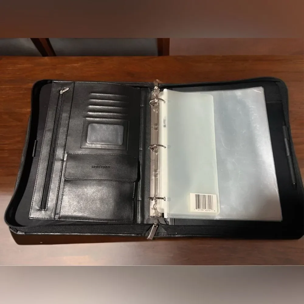 Day-Timer Genuine Leather Zip Folio Organizer